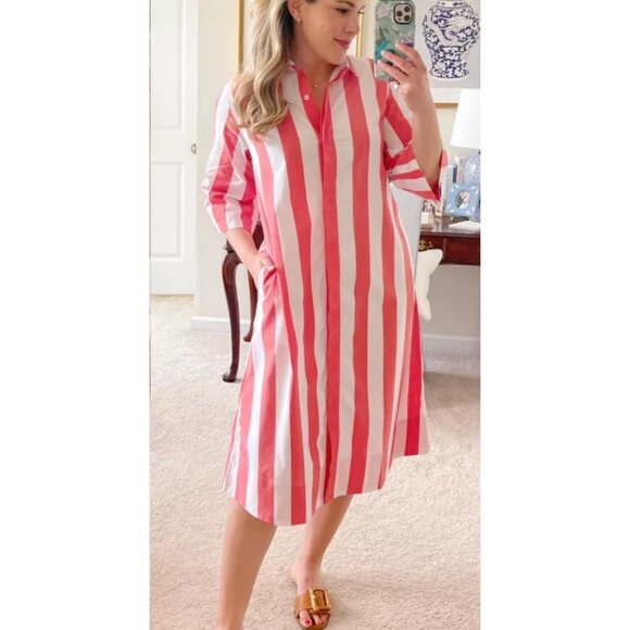 Atlantic pacific x lake marnie caftan red white stripe shirt dress small - Picture 11 of 12